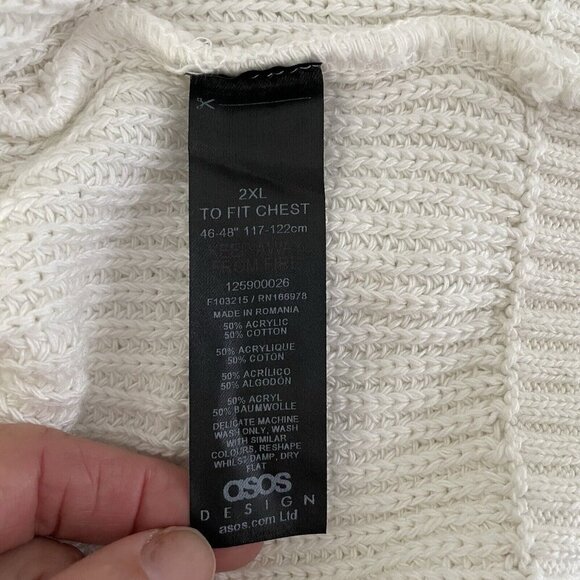 ASOS DESIGN 2XL Women's White Cable Knit Oversize Sweater Vest Tennis Preppy - Picture 6 of 6